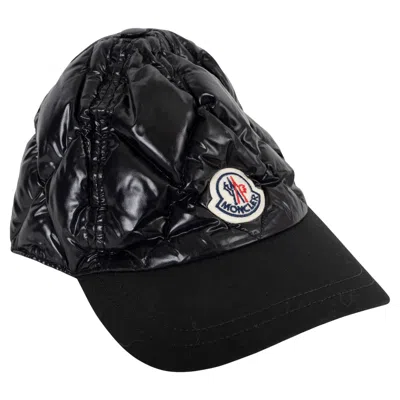 Pre-owned Moncler Black Nylon Quilted Baseball Cap Hat 55