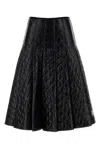 Moncler Gonna Quilted Pleated Shell Midi Skirt In Black
