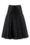Moncler Gonna Quilted Pleated Shell Midi Skirt In Black