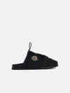 Moncler Black Nylon Slippers In Black