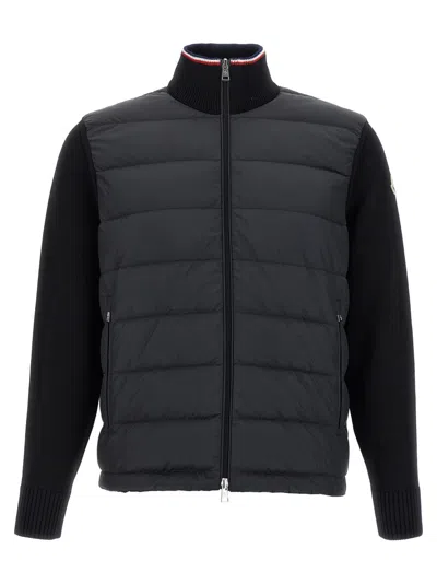 MONCLER BLACK PADDED CARDIGAN