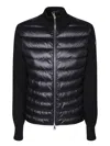Moncler Knitted Sleeves Zip-up Jacket In Black