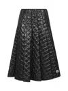 Moncler Gonna Quilted Pleated Shell Midi Skirt In Black