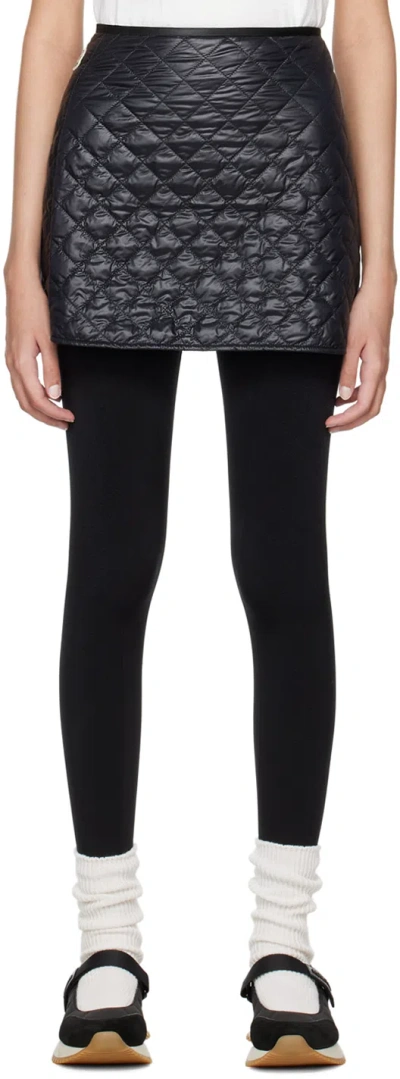 Moncler Quilted Black Skirt With Glossy Finish And Wrap Style