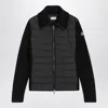Moncler Padded Wool Cardigan Long Sleeves In Black