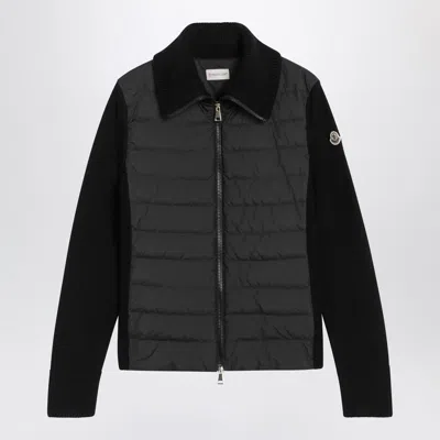MONCLER MONCLER BLACK PADDED WOOL CARDIGAN