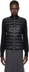 Moncler Ribbed Wool And Quilted Shell Down Jacket In 999 Black