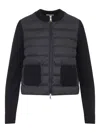 Moncler Wool And Quilted Shell Down Cardigan In Black
