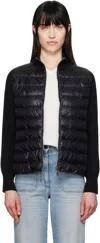 Moncler Black Padded Wool Zip-up Down Jacket
