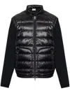 Moncler Downjacket Padded Wool Zip-up Cardigan In Black
