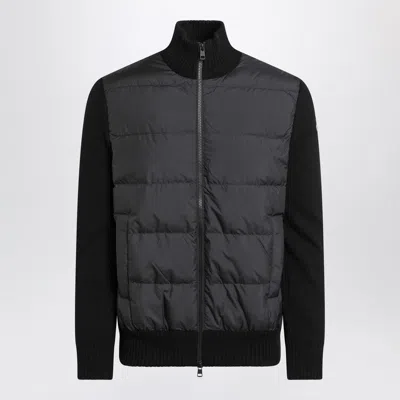 MONCLER BLACK PADDED ZIP CARDIGAN