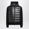 Moncler Hooded Quilted Sweater Ribbed Sleeves In Black