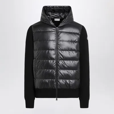 MONCLER BLACK PADDED ZIP CARDIGAN