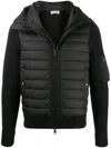 Moncler Quilted Down Jacket With Knitted Sleeves In Black