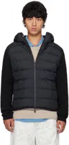 Moncler Black Paneled Down Jacket In 999 - Black