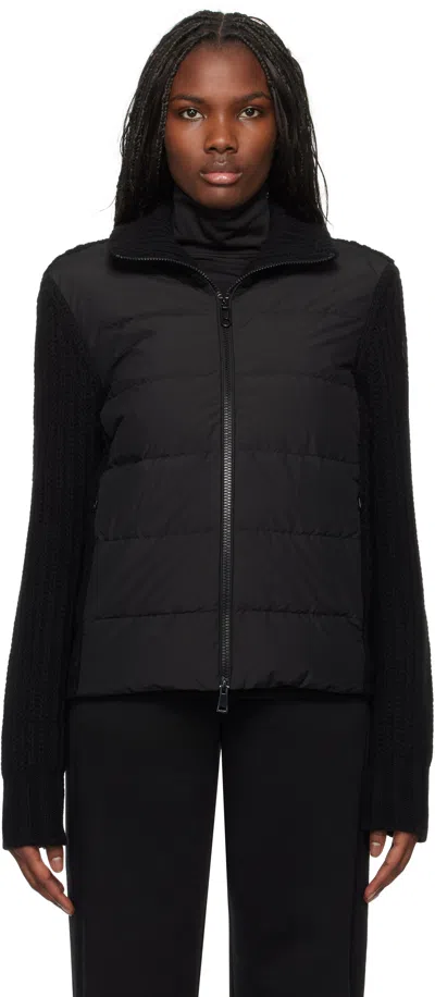 Moncler Black Paneled Down Jacket In 999 Black