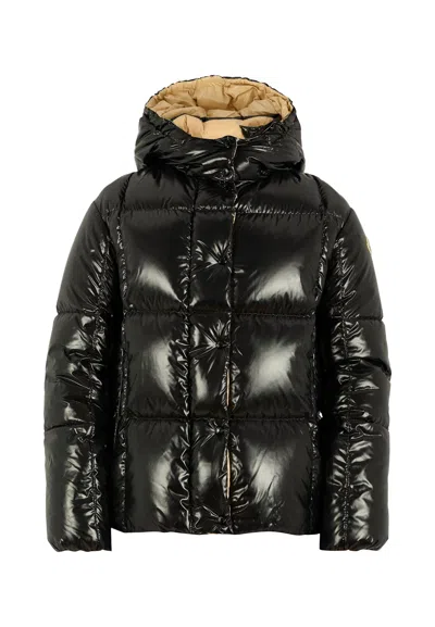 Moncler Kids' Black Parana Down Jacket For Girl With Logo