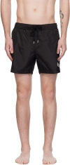 Moncler Logo Patch Detail Elastic Waist Swim Shorts In Black