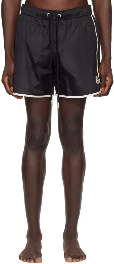 Moncler Black Patch Swim Shorts In 999 Black