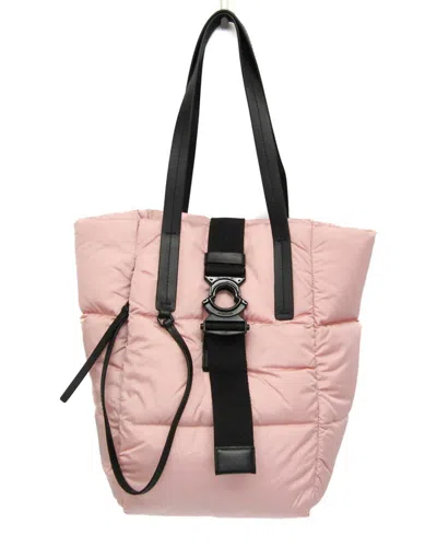 Pre-owned Moncler Black, Pink Leather, Nylon Tote (authentic Pre-loved)
