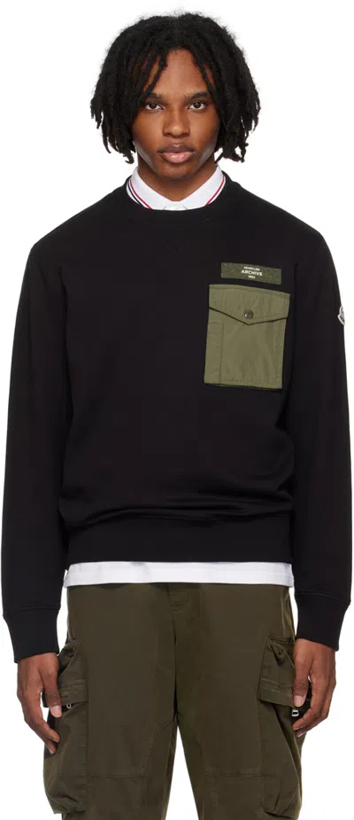 Moncler Black Pocket Sweatshirt In Black 999