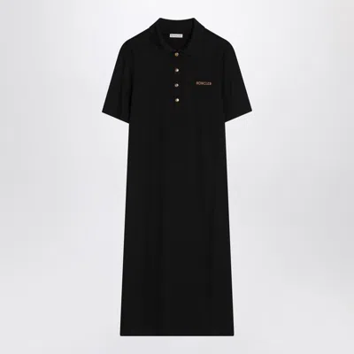 Moncler Black Polo Dress With Logo Women