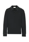 Moncler Black Polo Shirt For Boy With Logo In Black