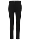 Moncler Slim Fit Stretch Fabric Trousers With Belt Loops And Side Pockets In Black