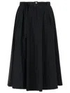 Moncler Flowing Black Maxi Skirt With Belted Waist In Black