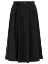 Moncler Flowing Black Maxi Skirt With Belted Waist In Black