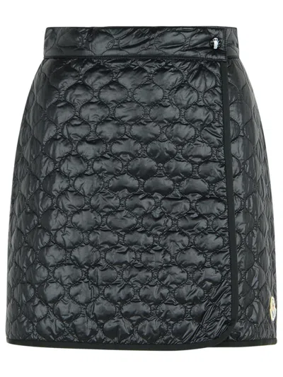 Moncler Quilted Padded Webbing-trimmed Shell Mini Skirt In Black