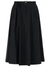 Moncler Flowing Black Maxi Skirt With Belted Waist In Black
