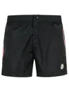 Moncler Tricolour-trimmed Swim Shorts In Black