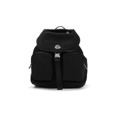 Moncler Black Polyester Backpack With Multiple Storage