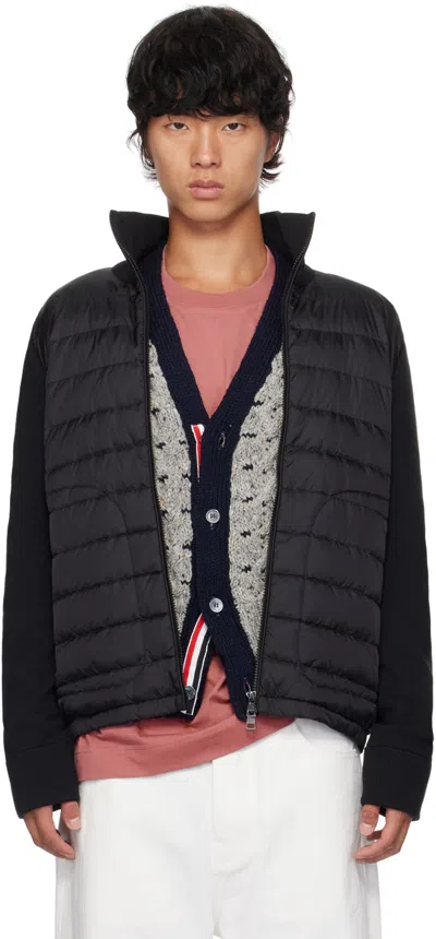 Moncler Black Quilted Down Cardigan In 999 - Black