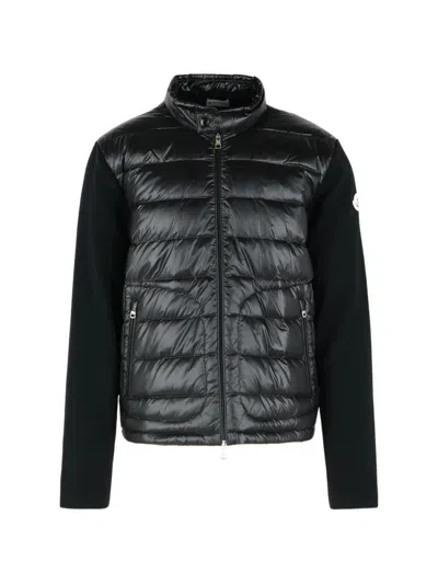 Moncler Padded Wool Zip-up Cardigan In Black