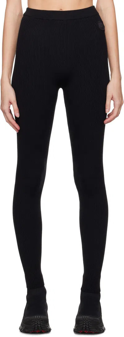 Moncler Grenoble Women's Black Brand-embossed Slim-fit High-rise Stretch-woven Leggings