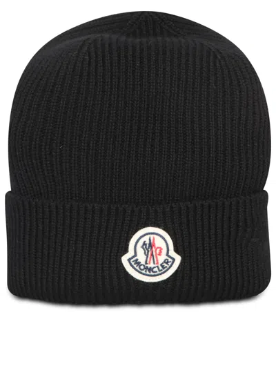 Moncler Black Ribbed Hat