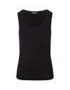 MONCLER BLACK RIBBED TOP WITH LOGO IN TONE