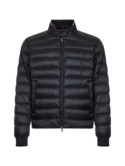 Moncler Black Rigel Biker-style Short Down Jacket