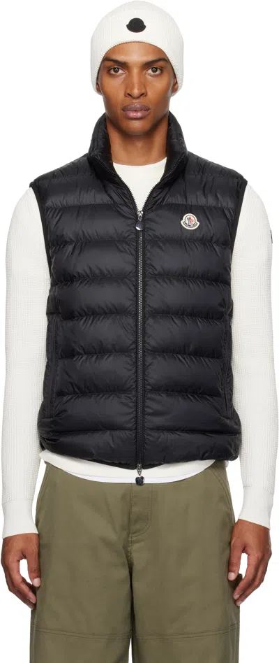 Moncler Black Rocoque Down Vest In Blue