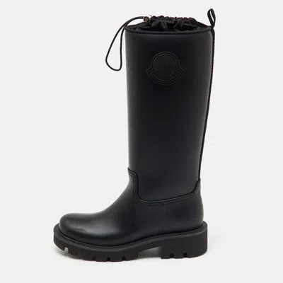 Pre-owned Moncler Black Rubber Kickstream High Rain Boots Size 37