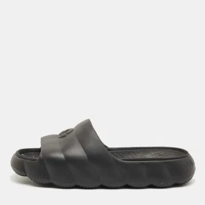 Pre-owned Moncler Black Rubber Lilo Pool Slide Size 42