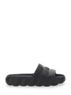 Moncler Black Sandals With Tonal Embossed Logo And Open Toe In Rubber Man