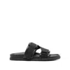 Moncler Mon Summer Leather Sandals With Nylon Details In Black
