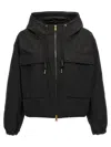 Moncler Snap Button Pockets Hooded Parka With Elasticated Cuffs In Black