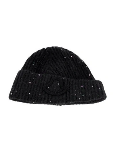 Pre-owned Moncler Black Sequin Beanie