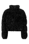 Moncler Textured Cropped Down Jacket With High Collar In Black