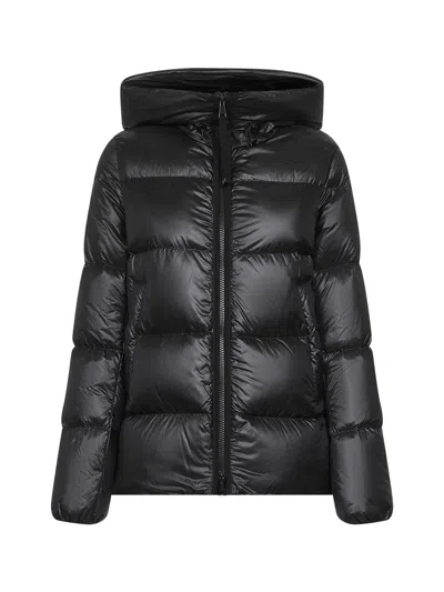 MONCLER BLACK SERITTES SHORT HOODED DOWN JACKET