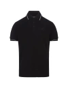 MONCLER BLACK SHORT-SLEEVED POLO WITH EMBROIDERED LOGO